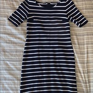 Navy and white striped dress